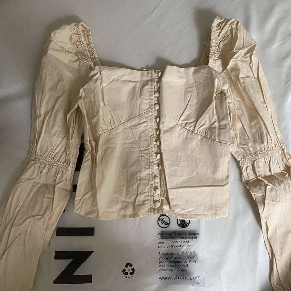 SHEIN puffy sleeve button down blouse